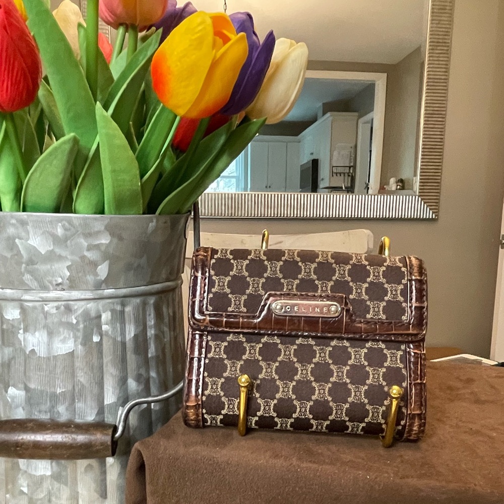 Celine Triomphe Brown Canvas Wallet